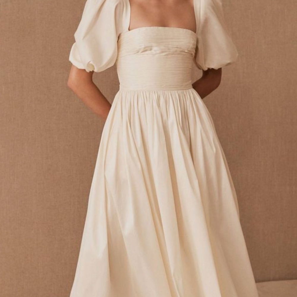 BHLDN Sachin & Babi Emile Ruched Gown Wedding Cream Bone Dress 8 - Picture 2 of 8